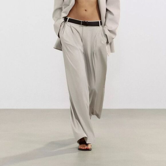 ZARA DOUBLE PLEAT BELTED PANTS - Picture 10 of 10